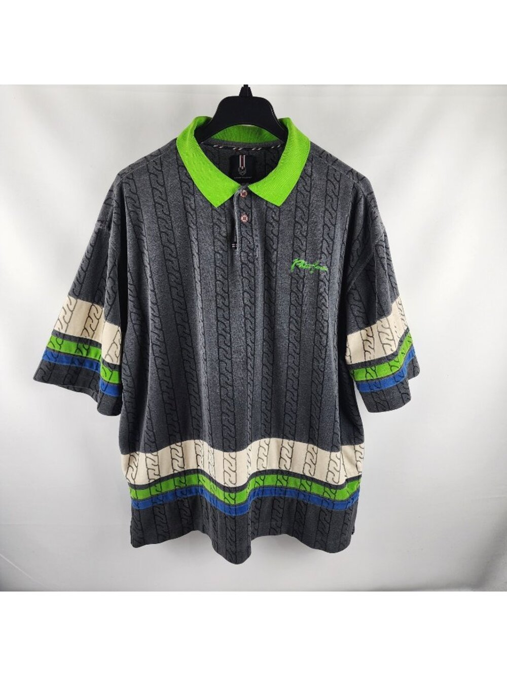 PHAT FARM Shirt Mens XXL Multi Vintage Hip Hop S/S Polo Sweater